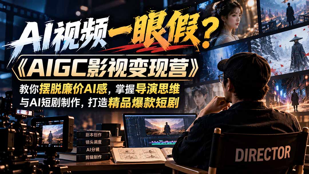 【无水印】AI视频一眼假？《AIGC影视变现营》教你摆脱廉价AI感，掌握导演思维与AI短剧制作，打造精品爆款短剧-阿灿学库