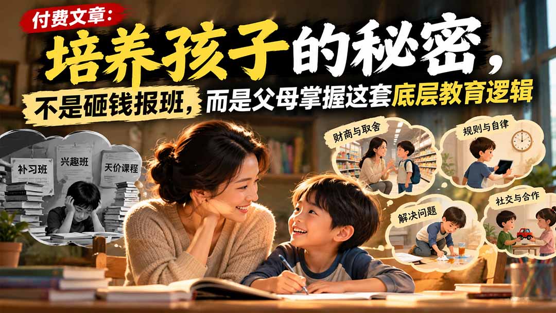 付费文章：培养孩子的秘密，不是砸钱报班，而是父母掌握这套底层教育逻辑-阿灿学库