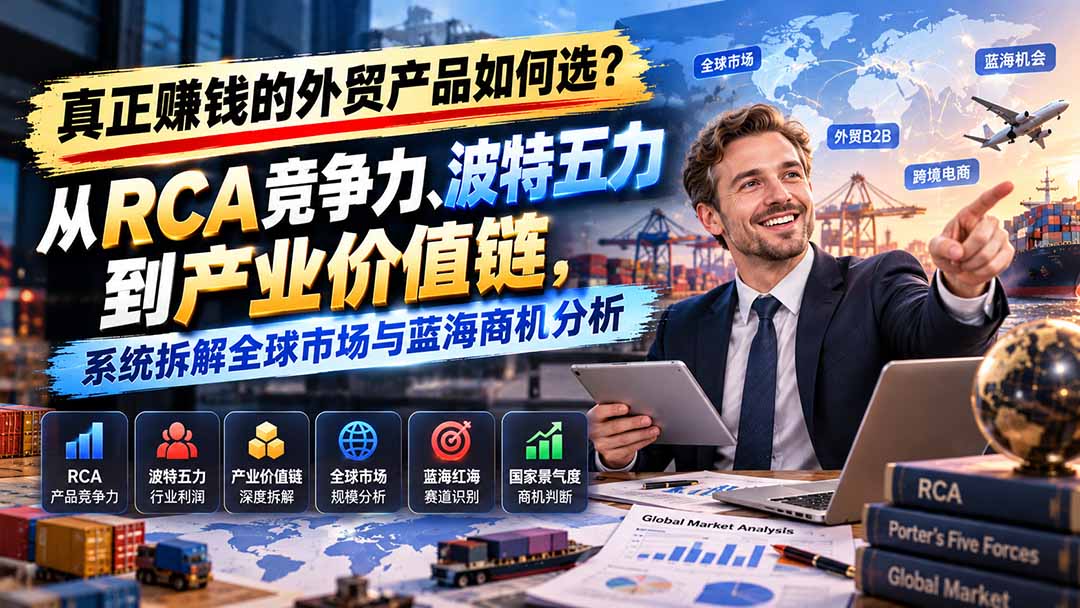 真正赚钱的外贸B2B产品如何选？从RCA竞争力、波特五力到产业价值链，系统拆解全球市场与蓝海商机分析-阿灿学库