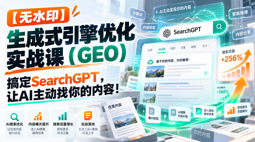 生成式引擎优化(GEO)实战课：搞定SearchGPT，让AI主动找你的内容！【原创双语字幕】-红果网创