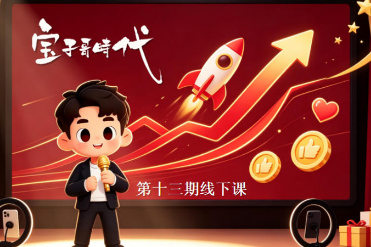 宝子哥抖音直播第13期VIP线下课9月5-6日，26年最值得看的直播课程，快速突破直播间流量瓶颈，打造高效起号闭环-阿灿学库