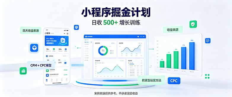 一部手机日入500+，微信小程序掘金计划，四种收入来源，长期稳定可靠-阿灿学库