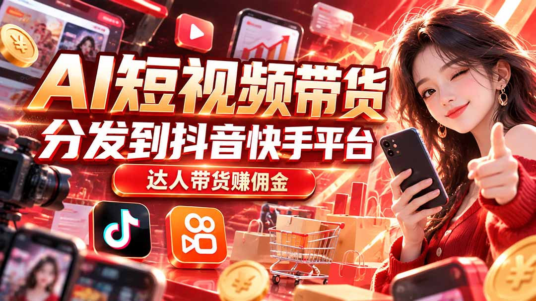 【AI短视频带货】分发到抖音快手平台，达人带货赚佣金-吾图资源网