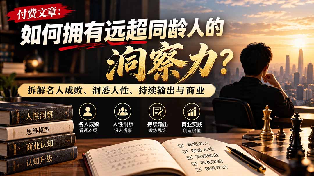付费文章：如何拥有远超同龄人的洞察力？拆解名人成败、洞悉人性、持续输出与商业实践-阿灿学库