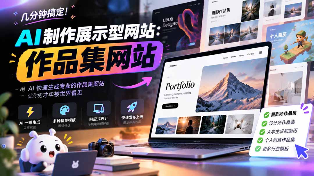 几分钟搞定，AI制作展示型网站制作：作品集网站，用AI快速生成专业的作品集网站，接单变现！-阿灿学库