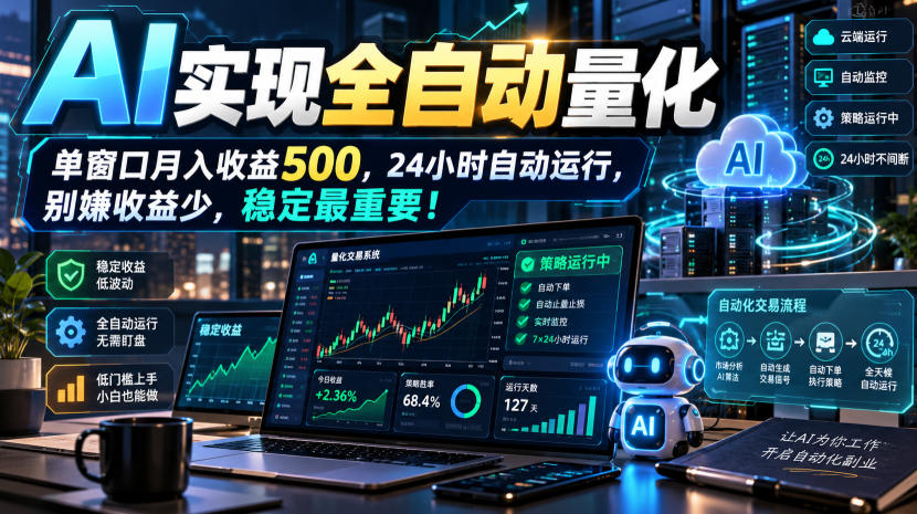 AI全自动量化项目，长期稳定可落地，0门槛躺赚稳定项目-红果网创