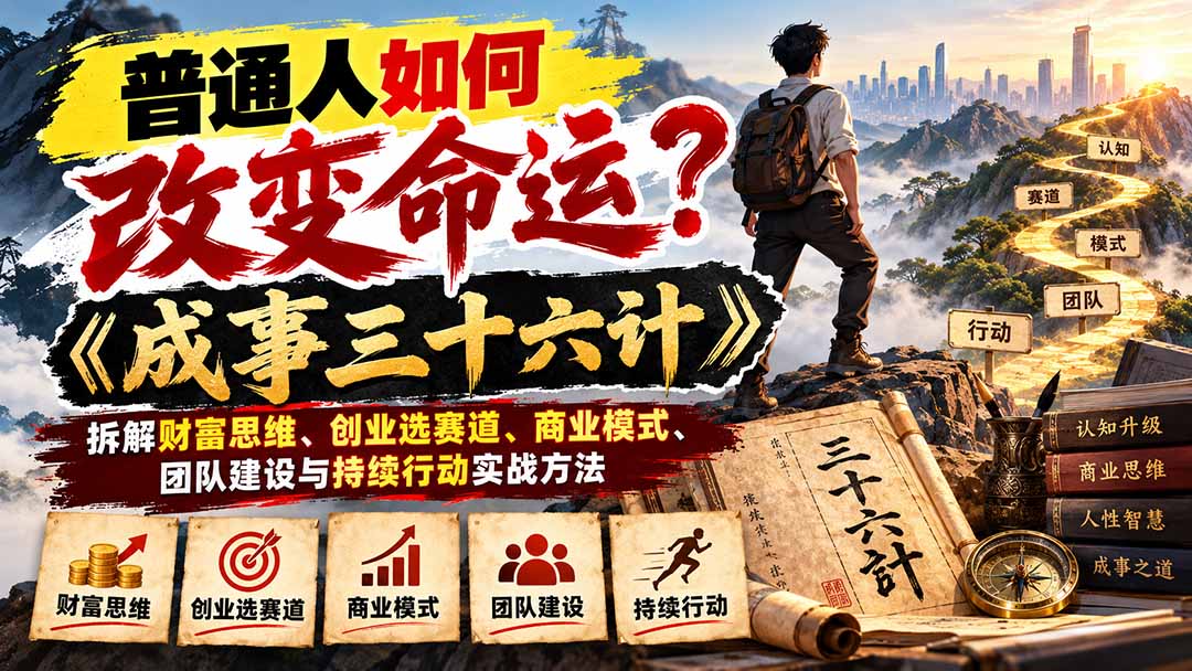 普通人如何改变命运？《成事三十六计》拆解财富思维、创业选赛道、商业模式、团队建设与持续行动实战方法-阿灿学库
