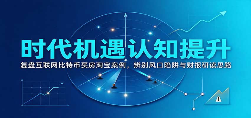 时代机遇认知提升：复盘互联网比特币买房淘宝案例，辨别风口陷阱与财报研读思路-阿灿学库