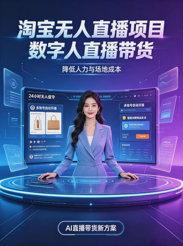 淘宝AI无人直播带货，24小时自动开播低门槛副业，无需真人长时间出镜，持续引流出单【揭秘】-红果网创