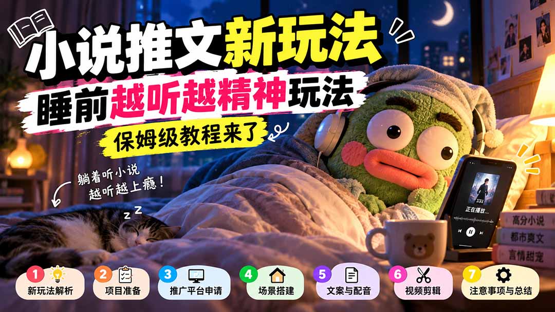 小说推文新玩法，睡前越听越精神玩法，保姆级教程来了-阿灿学库