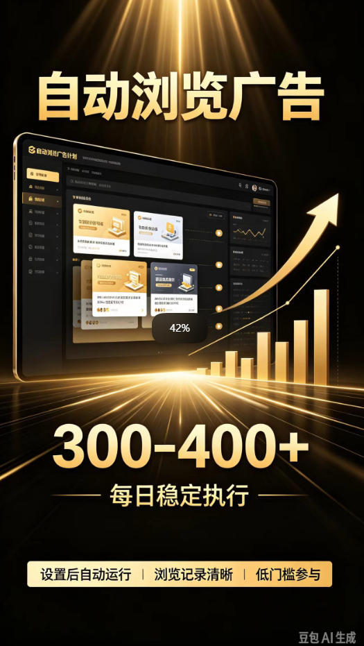 自动浏览广告计划，0门槛副业，日入300-400，躺賺稳定风口项目，无需人工操作，解放双手【揭秘】-红果网创