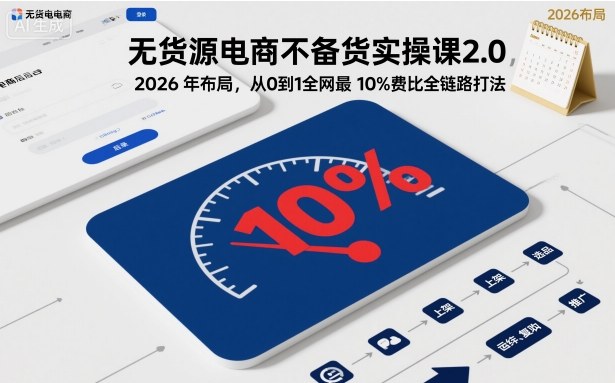 无货源电商不备货实操课2.0，2026年布局，从0到1全网最低10%费比全链路打法【更新261019】-阿灿学库