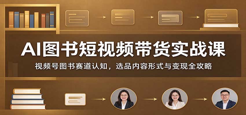 AI图书短视频带货实战课：视频号图书赛道认知，选品内容形式与变现全攻略-阿灿学库