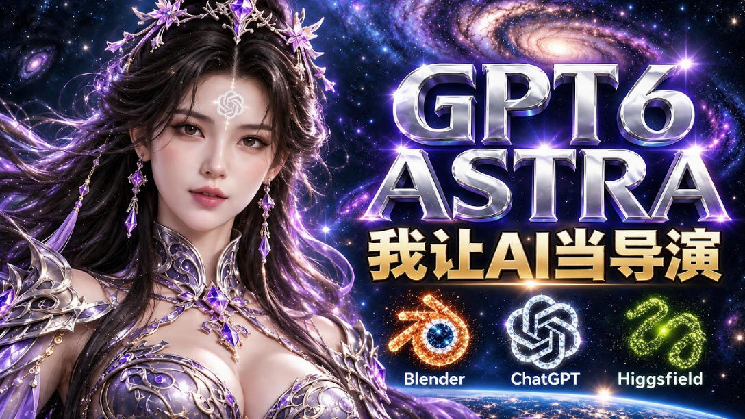 让GPT-6 Astra当导演!Higgsfield和Blender实战打造30秒玄幻精准运镜短片!-阿灿学库