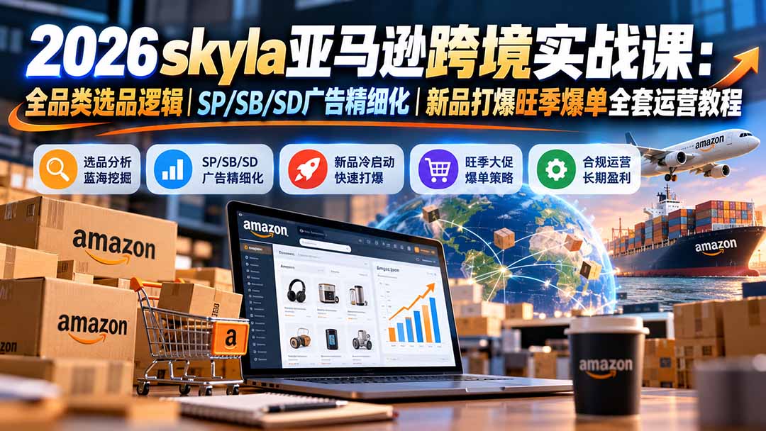 skyla亚马逊跨境实战课-更新1019：全品类选品逻辑｜SP/SB/SD广告精细化｜新品打爆旺季爆单全套运营教程-阿灿学库