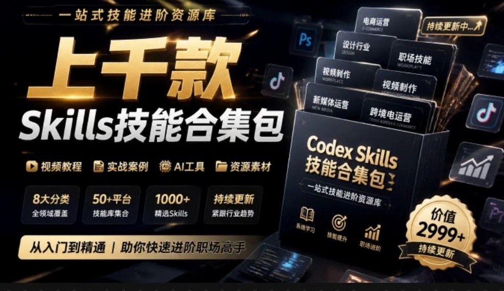 真值得收藏了，这次！上千款AI Skills技能直接被人打包好了，给AI工具备下了一整间技能商店-阿灿学库