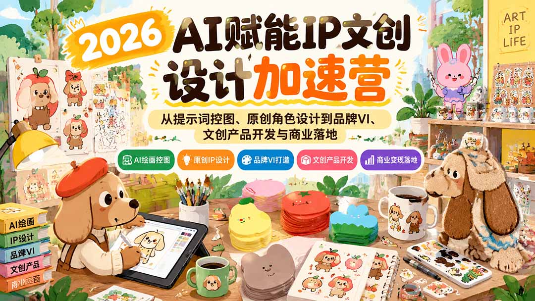 2026AI赋能IP文创设计加速营：从提示词控图、原创角色设计到品牌VI、文创产品开发与商业落地-阿灿学库
